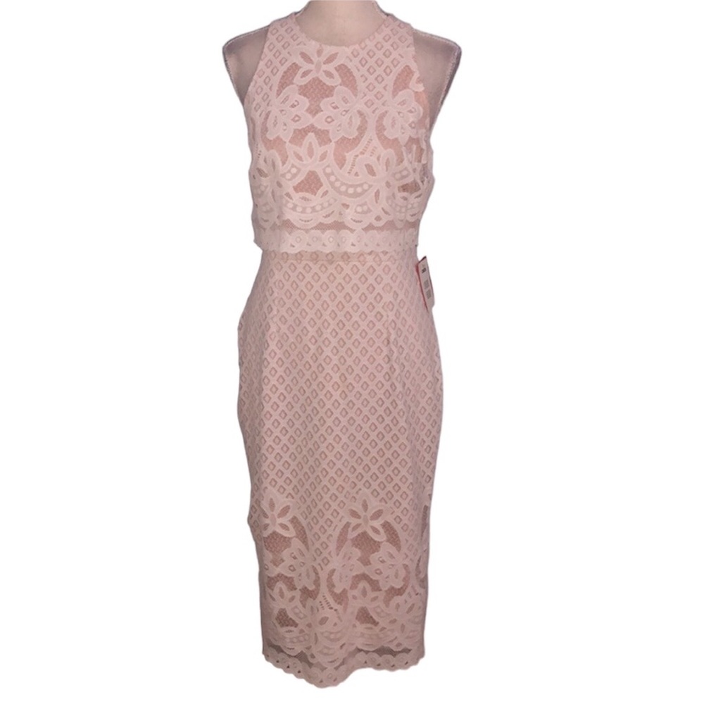 ASOS lace illusion midi halter dress